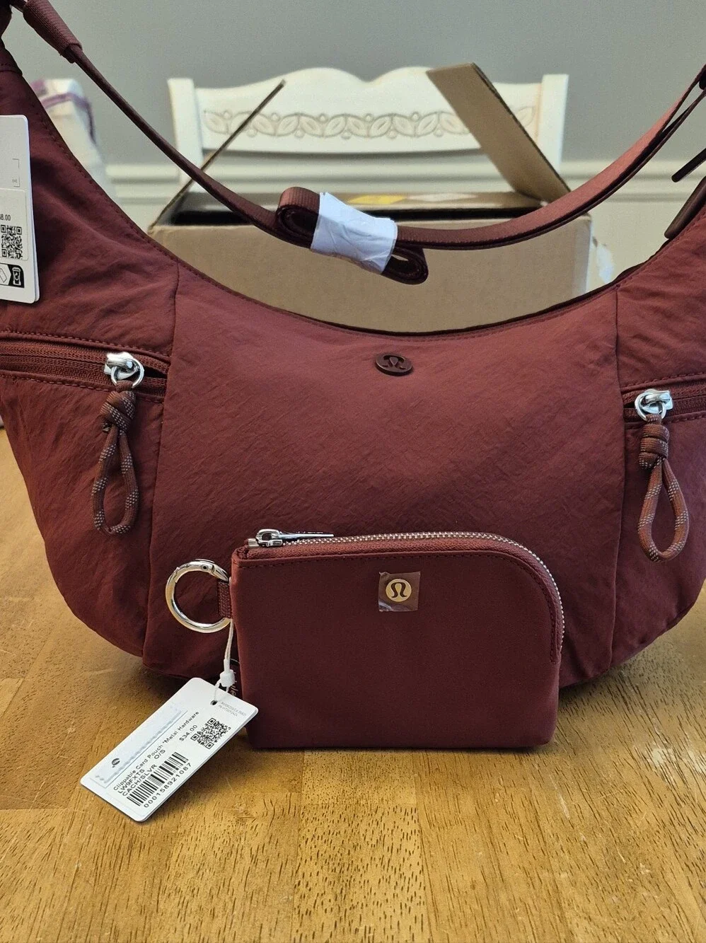 Lululemon SET Slouchy sling crossbody bag 6L & Clippable Wallet Cranberry Charm